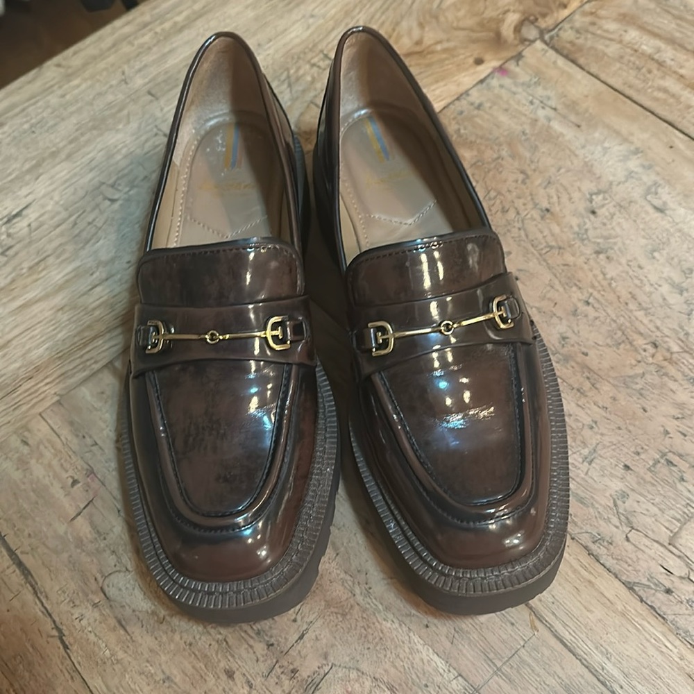 Sam Edelman Brown Loafers with Gold Accents